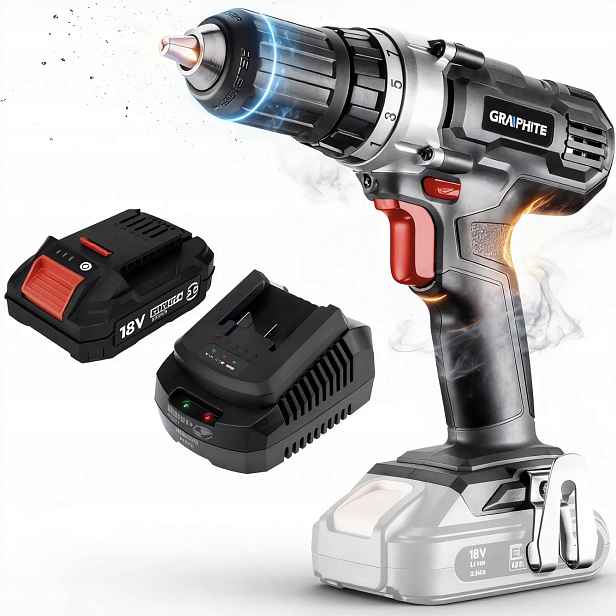 Grafitová Aku Vrtačka 58G006 Energy+ 18V Akumulátor 4AH Sada Napájecího Zdroje