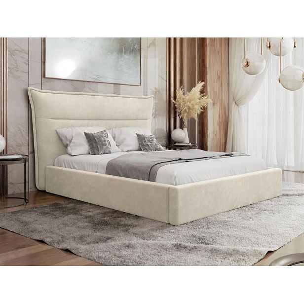 Manželská postel s úložným prostorem 180x200 BUNIA - špinavá bílá