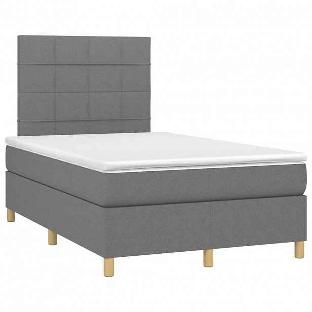 vidaXL Box spring postel s matrací tmavě šedá 120x190 cm textil