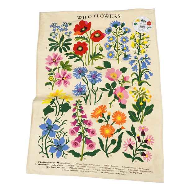 Béžová bavlněná utěrka Rex London Wild Flowers, 50 x 70 cm