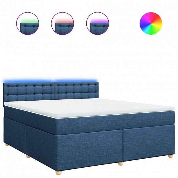 vidaXL Box spring postel s matrací modrá 180x200 cm textil