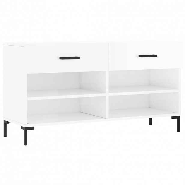 vidaXL Botník bílý s vysokým leskem 102 x 35 x 55 cm kompozitní dřevo