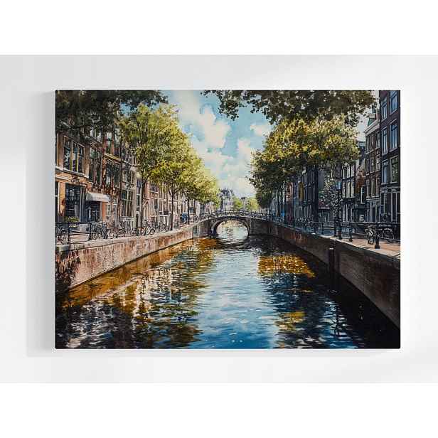 Plakát Pohled Amsterdam Nizozemsko Kanál Most 100x75