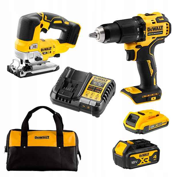 Sada Combo DeWalt DCD709, DCS334 nabíječka, 1x4Ah 1x2Ah, taška