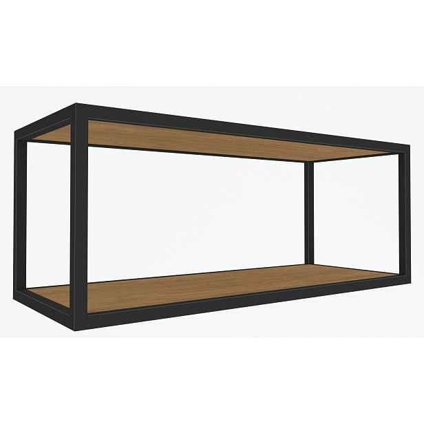 Závěsná nástěnná kovová police Loft černá 60 cm