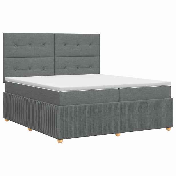 vidaXL Postel boxspring s matrací Tmavě šedá 200 x 200 cm Textil
