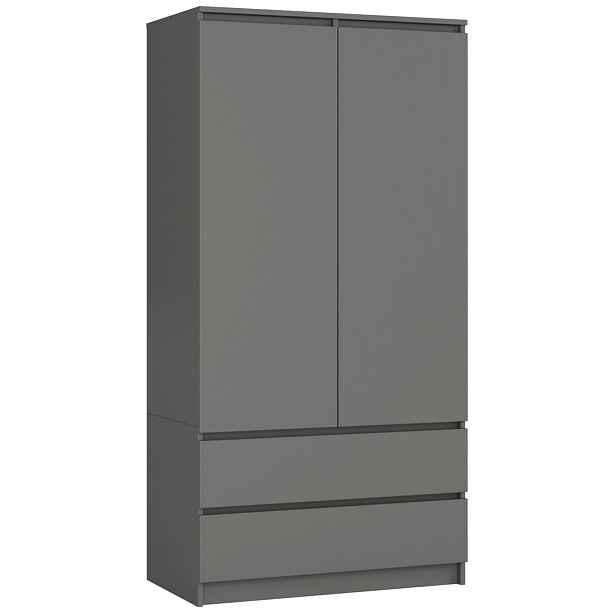 Ak furniture Šatní skříň CLP S 90 cm 2 dveře 2 zásuvky grafitově šedá