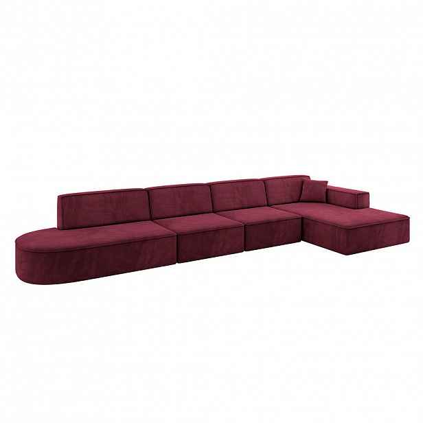 ALTDECOR ROHOVÁ SEDACÍ SOUPRAVA s otomanem vpravo IREA-L3-v4 – 412 × 165 × 77 cm, bordó