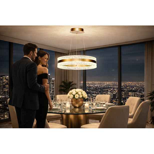 CASTILLO 60 lampa wisząca złoty 35W LED 3000, 4500, 6500K kryształki bezbarwne