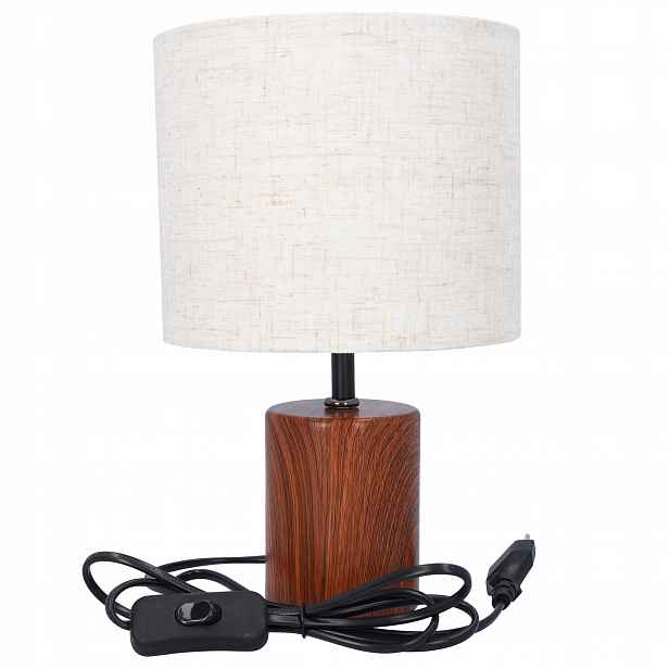Noční lampa klasická s hnědým béžovým stínítkem, 29 cm, stolní, do ložnice