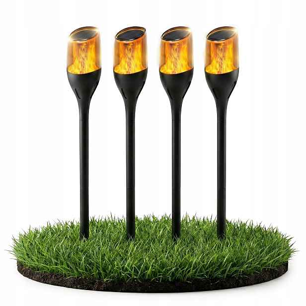 Solární Lampa Led Zahradní pochodeň 60 cm Snímač soumraku IP44 Silná