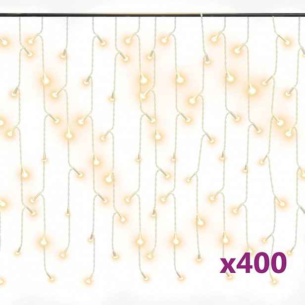 vidaXL LED světelný závěs s rampouchy 10 m 400 LED teplý bílý 8 funkcí