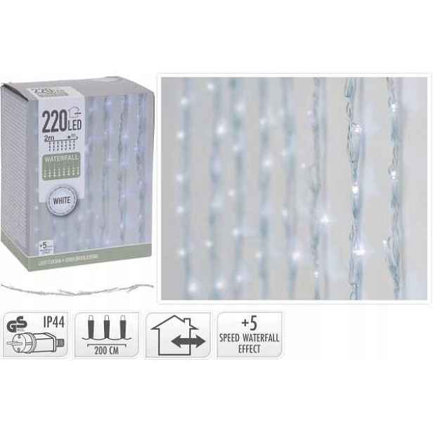 Záclona 220 Led venkovní osvětlení 2x1 m studená bílá IP44 efekt padajícího vzduchu