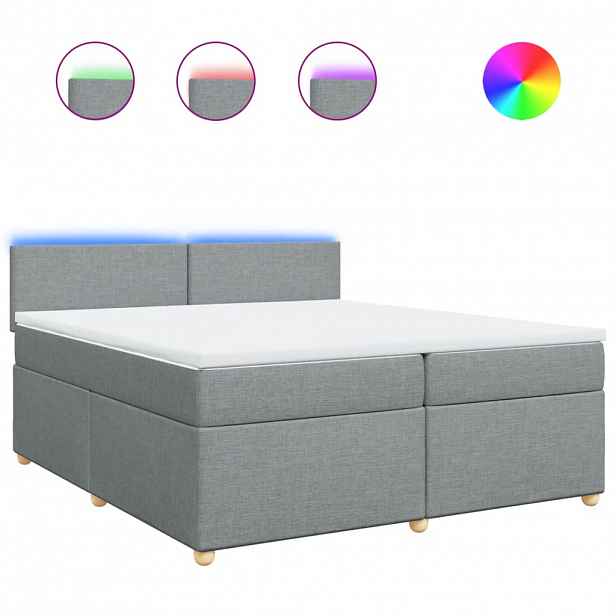 vidaXL Box spring postel s matrací světle šedá 200 x 200 cm textil