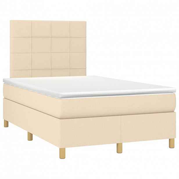 vidaXL Box spring postel s matrací krémová 120x190 cm textil