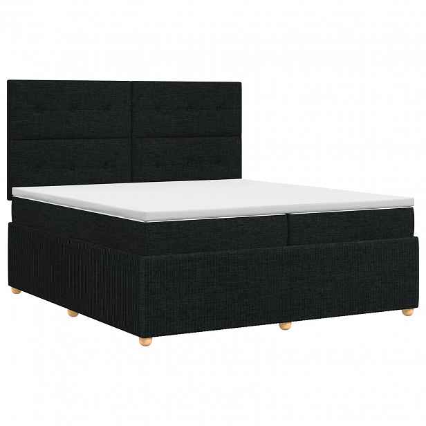 vidaXL Postel boxspring s matrací s čelo Černá 200 x 200 cm Textil