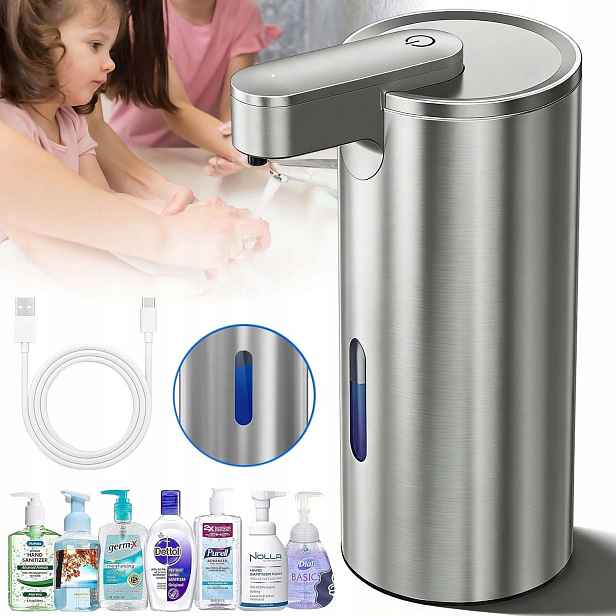 Dávkovač Dávkovač Tekutého Mýdla 340ML Nástěnný Usb 3 Režimy