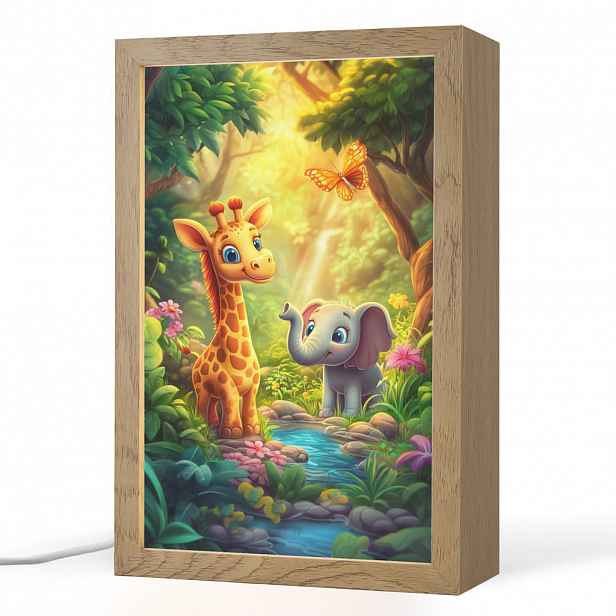 OnlyWow NOČNÍ LAMPIČKA Žirafa - slon - květiny - džungle 20x30 cm