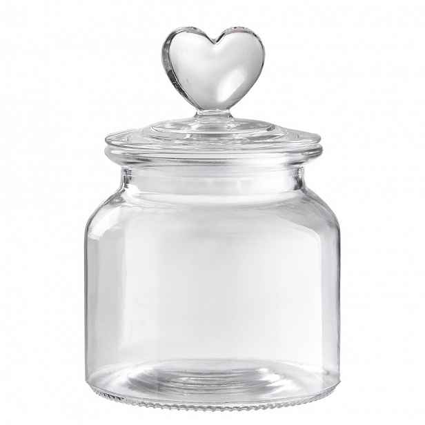 SWEET HEART Dóza skleněná srdce 650 ml