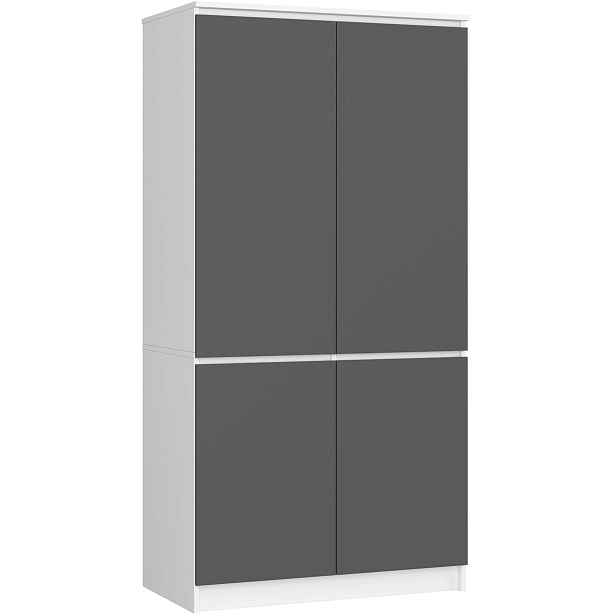Ak furniture Šatní skříň CLP S90/4D bílá/grafitová