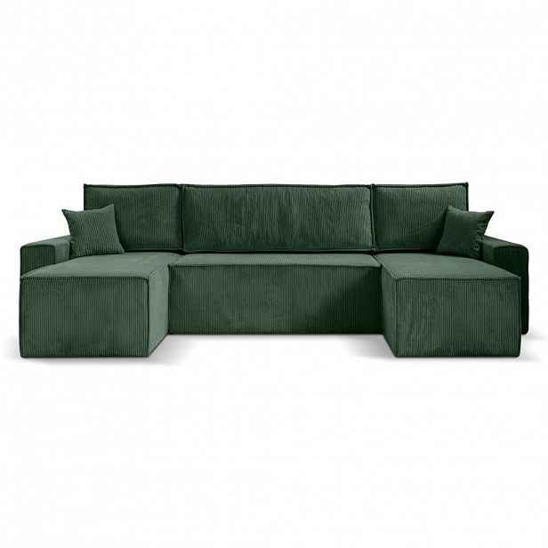 Beautysofa SEDACÍ SOUPRAVA Hektor U s funkcí spaní, 318 cm, tmavě zelená