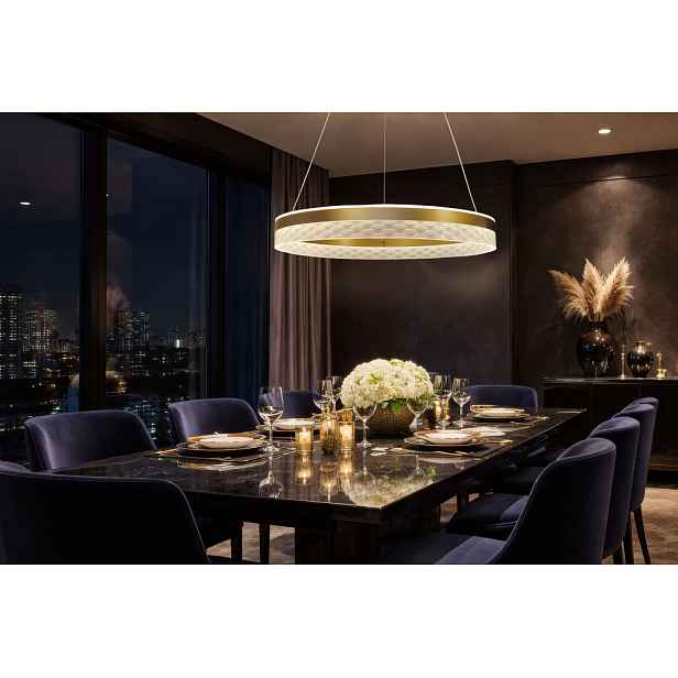GLORIS lampa wisząca kawowy 36W LED 3000, 4500, 6500K kryształki bezbarwne
