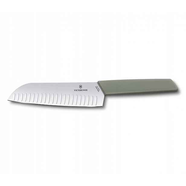 Nůž Santoku, ryhovaná čepel, 17 cm, olivový Victorinox 6.9056.17K6B
