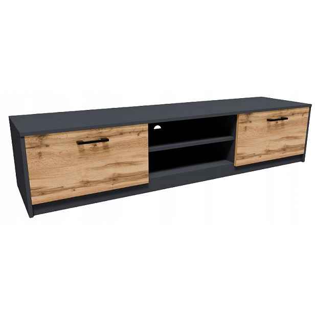 Skříňka Rtv stolek 2DC 160 cm Grafit-wotan komoda antracit Rob