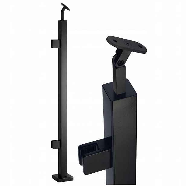Startovací Sloupek Pro Skleněné Zábradlí 110 cm Černý 40x40 Nerezový Loft