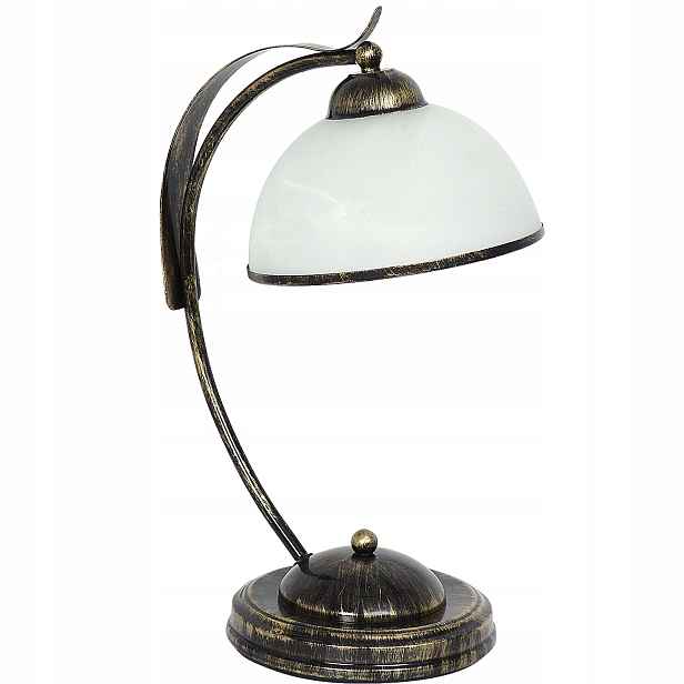 Stolní lampa zlatá patina bílé skleněné stínítko do obývacího pokoje 43 cm Luminex