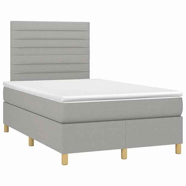 vidaXL Box spring postel s matrací světle šedá 120x190 cm textil