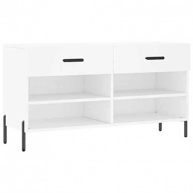 vidaXL Botník bílý 102 x 35 x 55 cm kompozitní dřevo