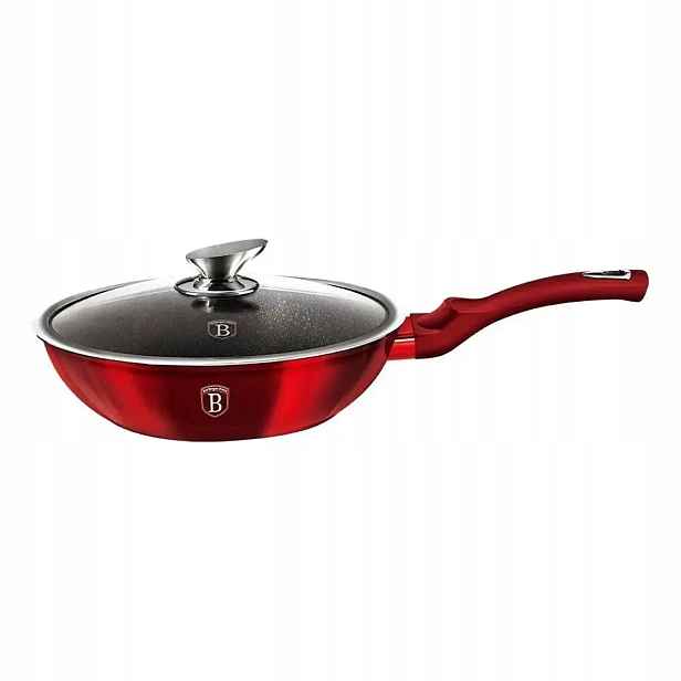 Berlingerhaus Burgundy Metallic Line Pánev Wok s poklicí s mramorovým