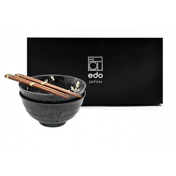Sada 2 misek s paličkami Ramen Kuroi Hana 17 cm 800 ml