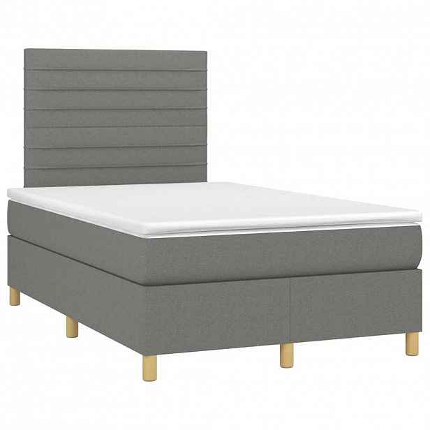 vidaXL Box spring postel s matrací tmavě šedá 120x190 cm textil