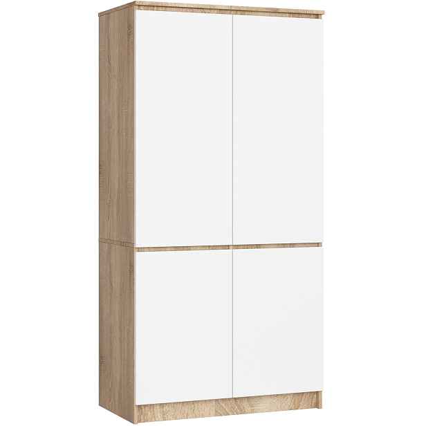 Ak furniture Šatní skříň CLP S90/4D dub sonoma/bílá