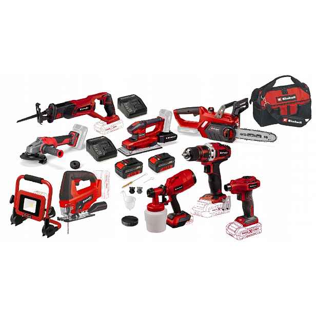 Einhell Sada Elektrického Nářadí Pxc 18V Bruska 2X4AH Šroubovák Lampa