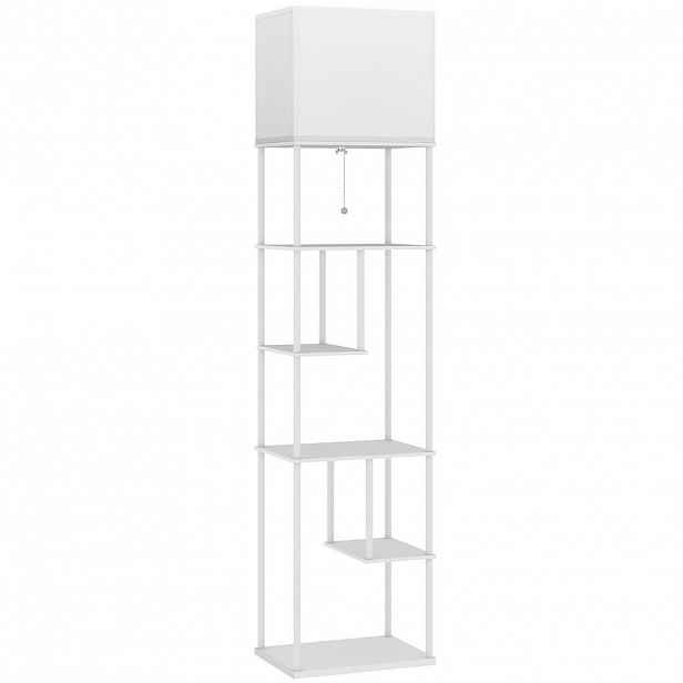 HOMCOM STOJACÍ lampa z bílého MDF