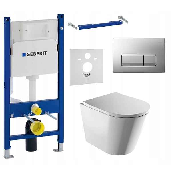 Podomítkový Wc set Geberit Wc mísa Omnires Rim Silent tlačítko chrom