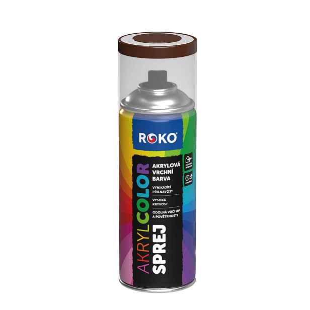 Barva akrylová vrchní Roko AKRYCOLOR Sprej oříškově hnědá, 400 ml