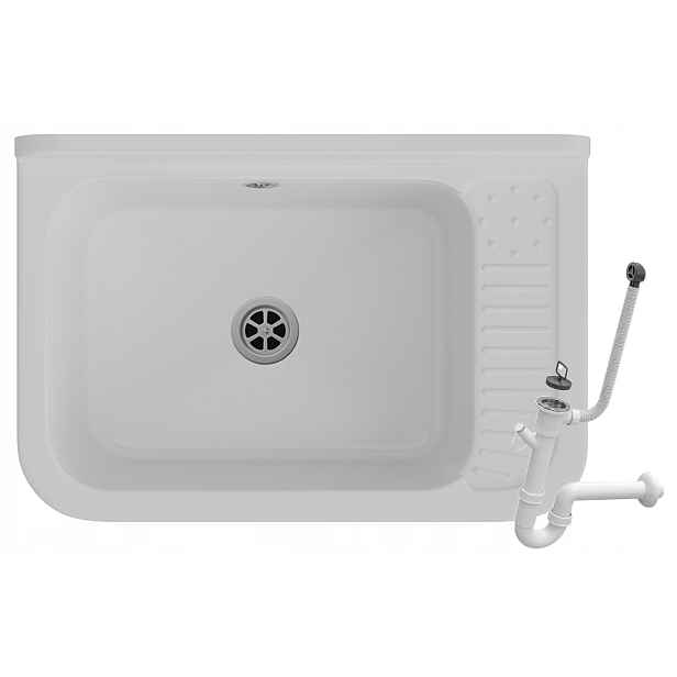 Bílý dřez technický dřez technické kotelny Komora Polo Syfon