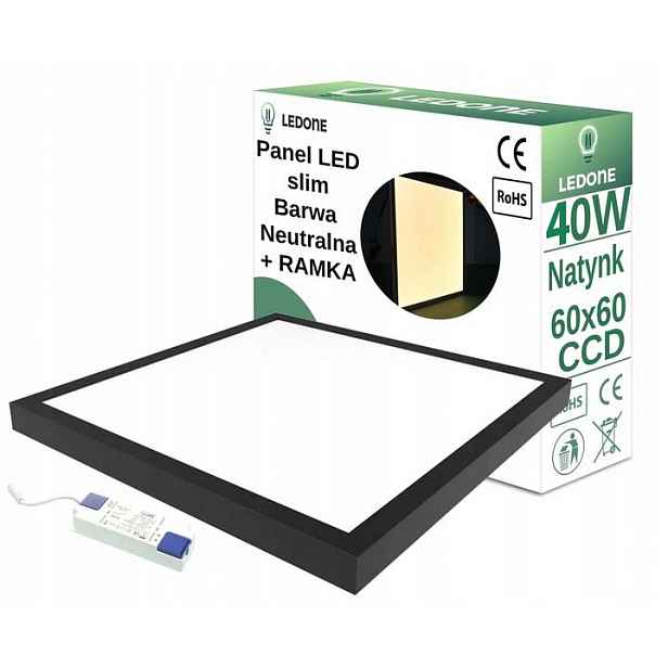 Kazetový panel Led lampa 40W CCD 60x60 nástěnné svítidlo barva Nw černá Pvc