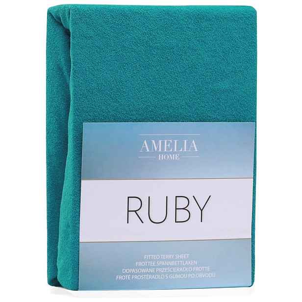 Restilo Froté prostěradlo s gumou AmeliaHome Ruby tyrkysové, velikost 140-160x200