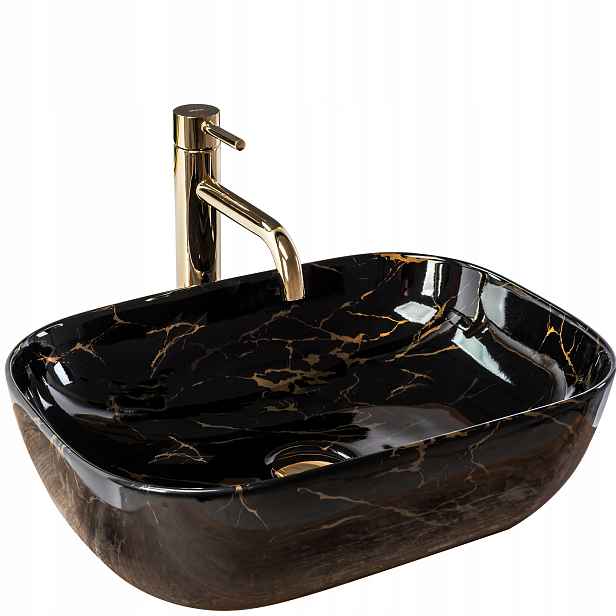 Umyvadlo na desku Belinda Black Marble Shiny Rea
