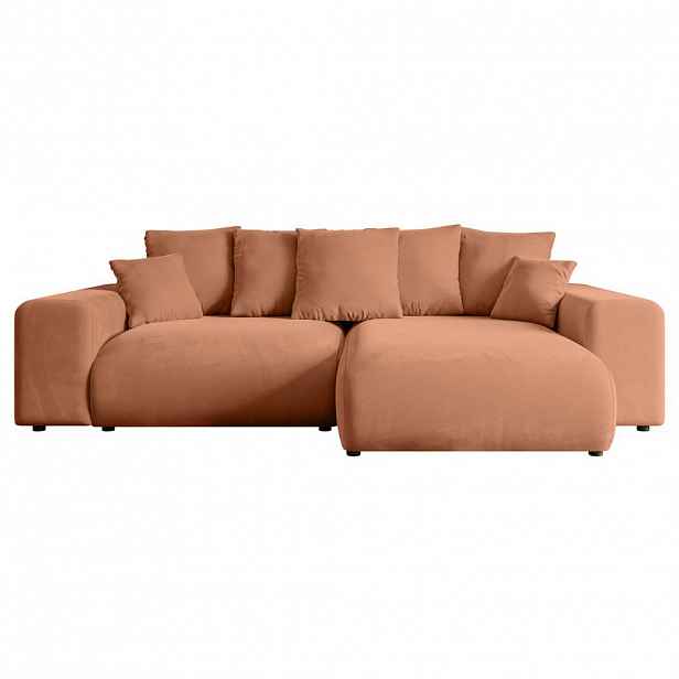ALTDECOR ROHOVÁ SEDACÍ SOUPRAVA s otomanem vpravo ESKAR-L 266x176x72 korálový velur