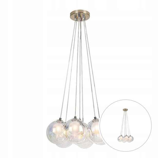 Lustr Závěsná lampa 7 zdrojů G9 25W Zlatá kovová Sklo Rosehip Rabalux