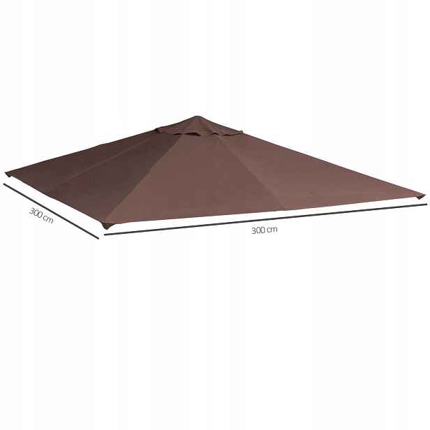 Outsunny Náhradní střecha do altánku pavilon 3x3 m Polyester Pa Kávové otvory