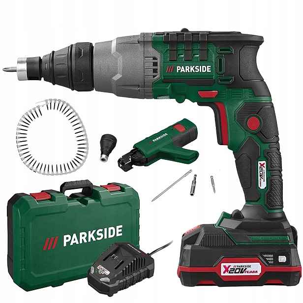 Parkside aku šroubovák pro suchou výstavbu Ptbsa 20 V A1 akumulátor a nabíječka