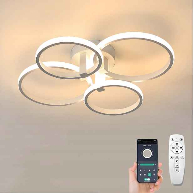 stropní svítidlo Led Bílý Lustr Ring Moderní Obývací Pokoj Ložnice Dálkový Ovladač App