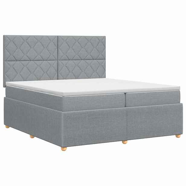vidaXL Postel boxspring s matrací Světle šedá 200 x 200 cm Textil